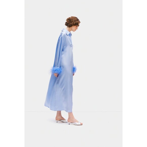 Sleeper Luna Maxi Dress with Detachable Feathers Blue Womens Size Medium - Picture 3 of 10